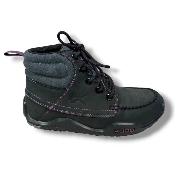 Kuru Quest Hiking Boots Womens 6.5 Black Purple Leather Outdoor Shoes NO INSOLES - Picture 1 of 8